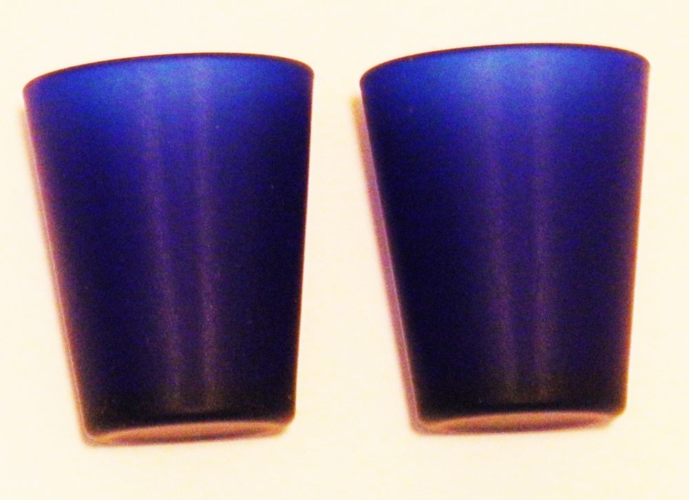 COLOMBIA COBALT BLUE FROSTED SHOT GLASS SHOTGLASS 
