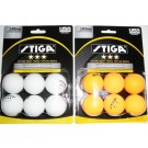 Stiga 3-star 40mm Ping Pong Balls - 6 per package - Table Tennis Balls - WHITE or ORANGE